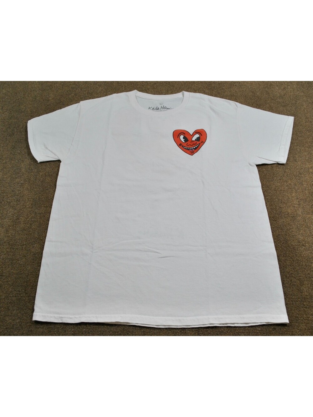 Keith Haring Artist New York Heart Smiley Art Museum White Shirt Size Large